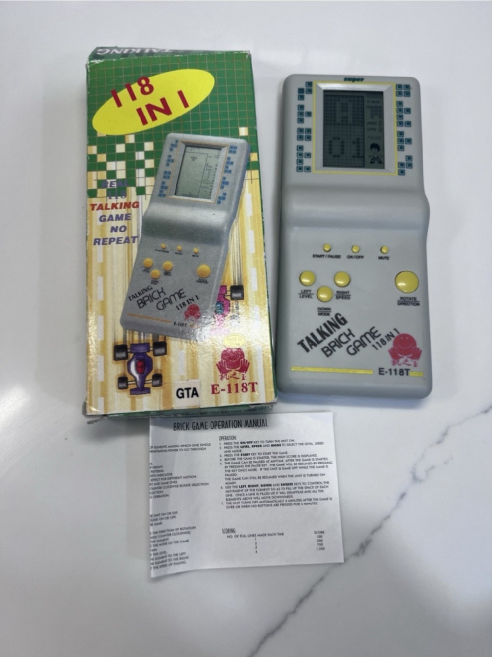 Vintage Electronic Hand Held Game Talking Brick Game 118 In 1